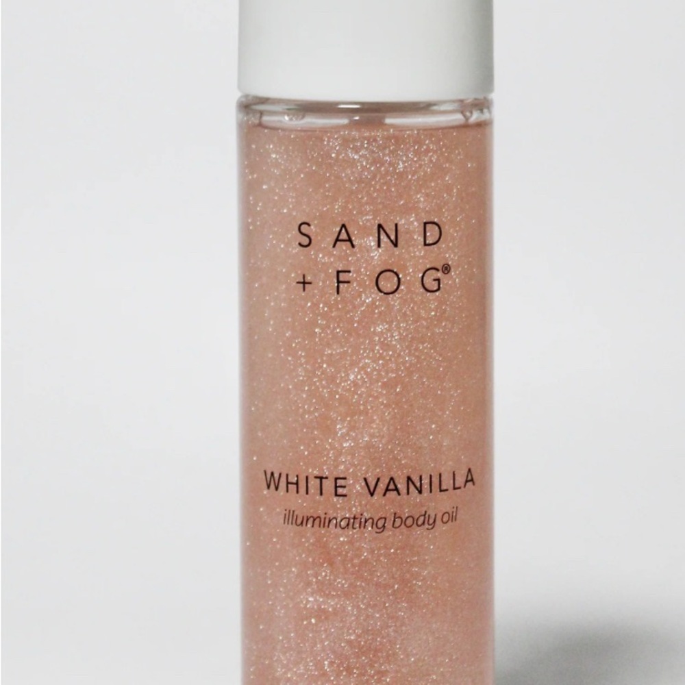 NIB Sand + Fog Shimmer BODY OIL in WHITE VANILLA * 4 fl oz illuminating X 3 - Picture 2 of 3